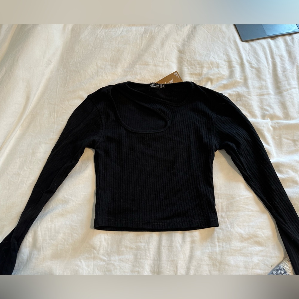 Black Nasty Gal Top with Cutout Across Chest